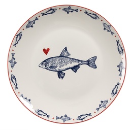 [SSFDP] Tableware Diner Plate White Blue Ø 20x2 cm