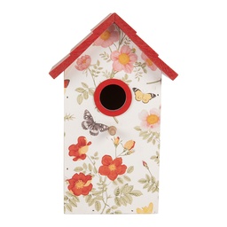 [6H2450] Vogelhaus Weiß Rot 15x10x22 cm