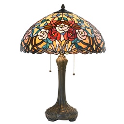 [5LL-5389] Tiffany Tischlampe Rot, Blau Ø 46x64 cm E27/max 2x60W