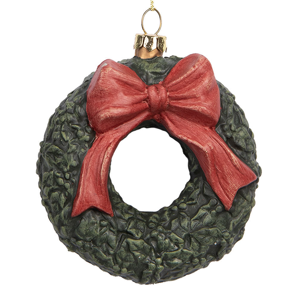 Decorazione Corona pendente Verde Rosso 9x4x11 cm