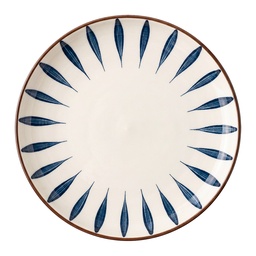 [6CEDP0174] Crockery Breakfast Plates White Blue Ø 20x2 cm