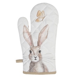 [REB44] Oven Mitt White, Brown 18x30 cm