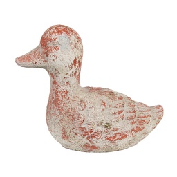 [6TE0552] Dekoration Ente Grau Rot 15x8x12 cm