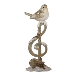 [6PR4227] Statua Decorativa Uccello Beige 6x5x16 cm