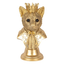 [6PR5108] Decoration Statue Cat Gold colored Beige 20x19x37 cm