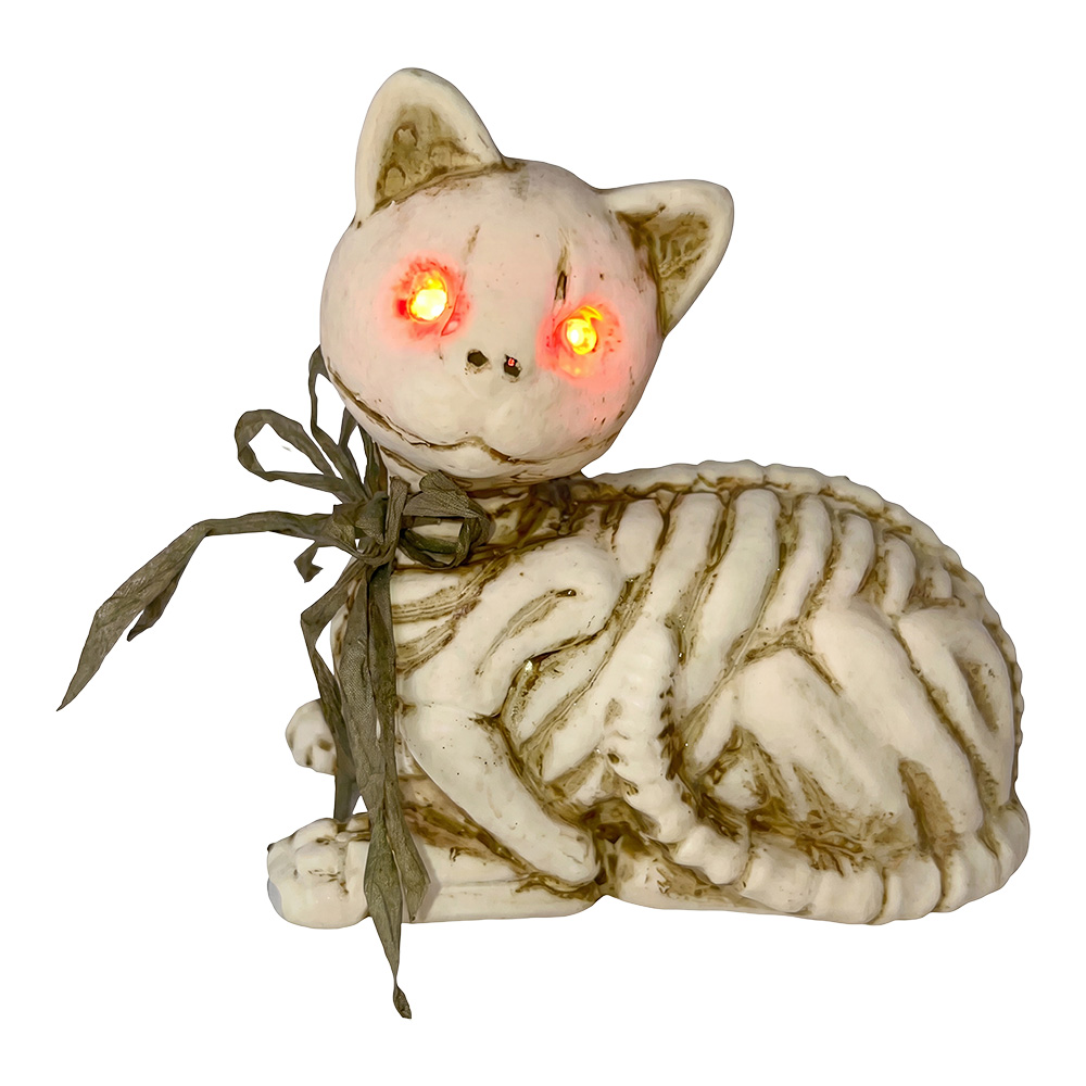 Decoration Skeleton Cat White Brown 15x10x15 cm