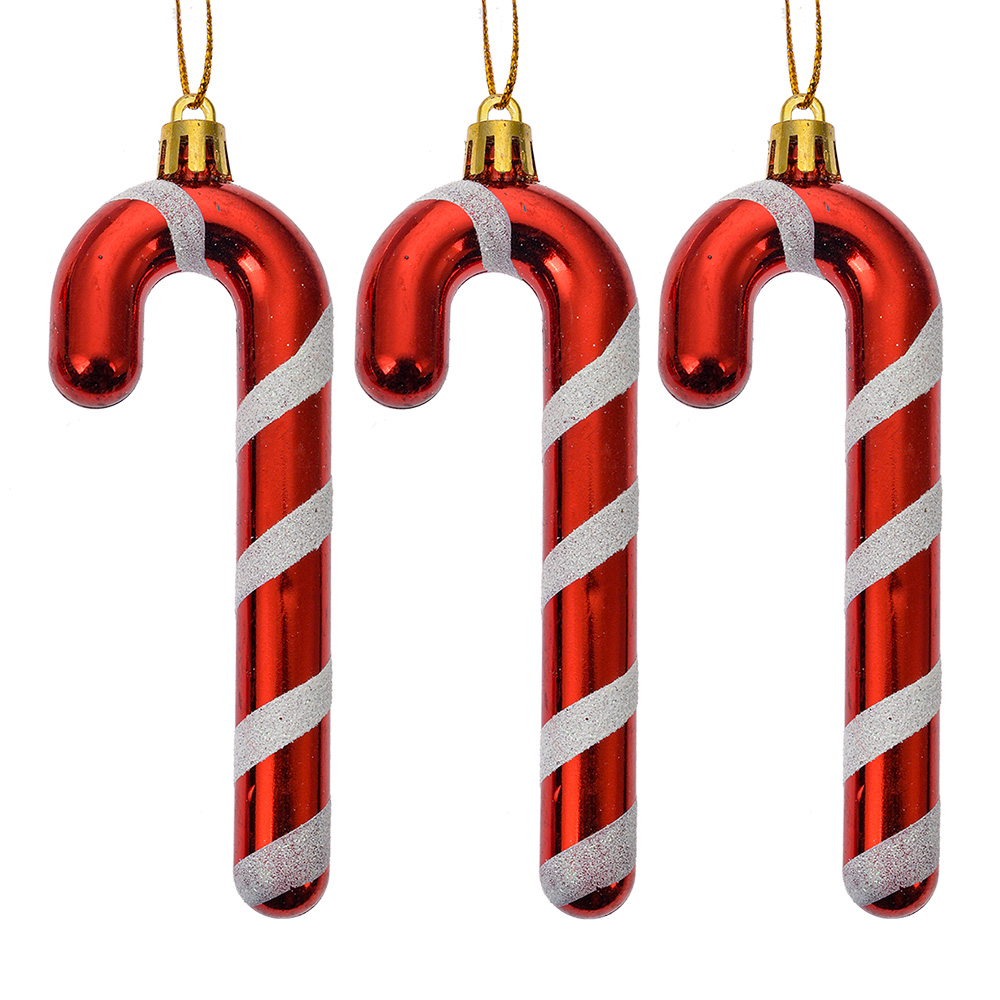 Décoration pendentif Canne à sucre (Set de 3) Rouge Blanc 4x1x13 cm