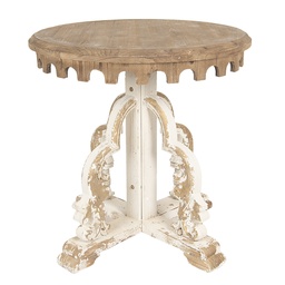 [5H0468] Side Table Round Brown Beige Ø 80x81 cm