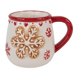 [6CEMU0209] Mug White Red 13x10x10 cm / 375 ml