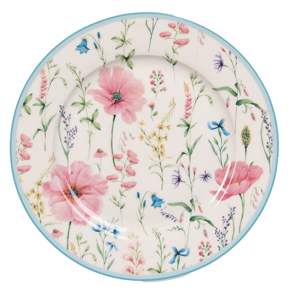 Stoviglie Piatto da colazione Bianco, Rosa Ø 19x2 cm