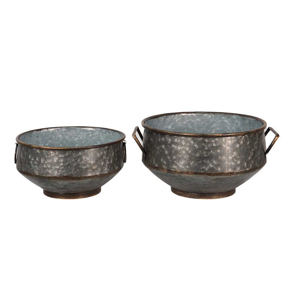 Pots à fleurs dintérieur (lot de 2) Gris, Marron 40x35x20 / 32x31x15 cm