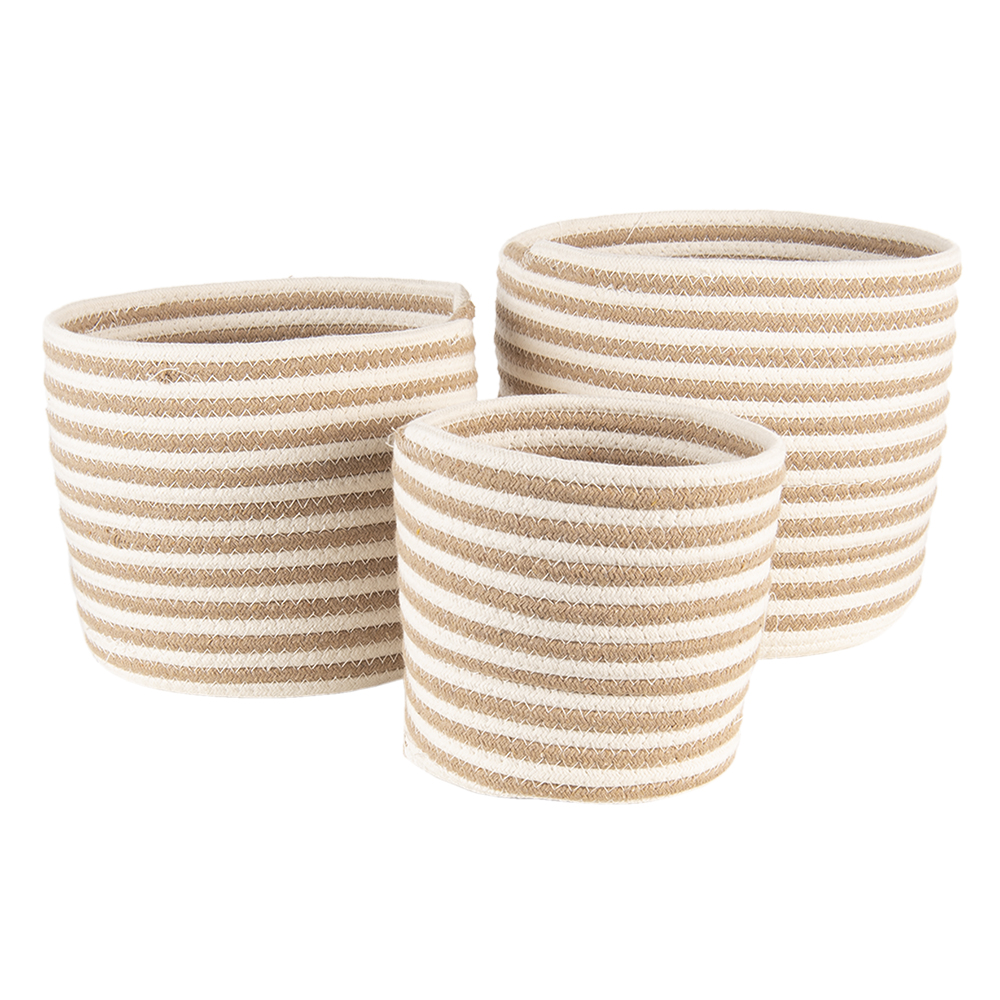 Cestini portaoggetti set di 3 Beige, Marrone Ø 26x21 / Ø 26x21 / Ø 19x18 cm