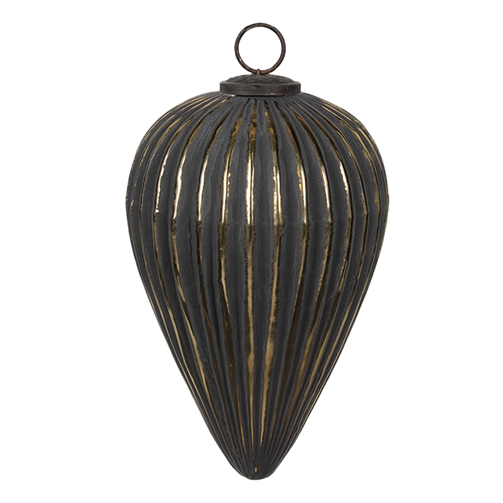Weihnachtskugel Schwarz Silberfarbig Ø 15x26 cm