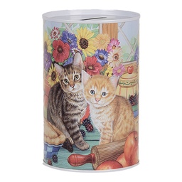 [6BL0170] Money box Blue Brown Ø 8x13 cm
