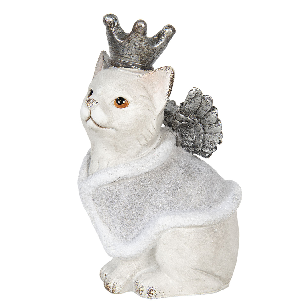 Statua Decorativa Gatto Grigio 17x15x28 cm