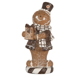 [6PR5812] Dekoration Lebkuchenmännchen Braun Weiß 9x8x20 cm