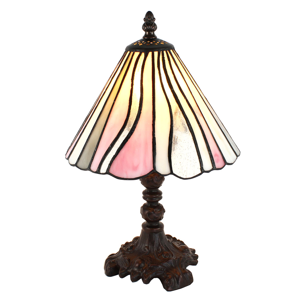 Tiffany Tischlampe Rosa, Beige Ø 20x34 cm E14/max 1x25W