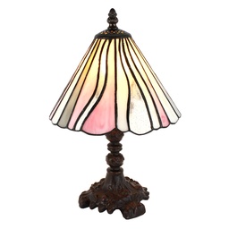 [5LL-6193] Tiffany Tischlampe Rosa, Beige Ø 20x34 cm E14/max 1x25W