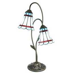 [5LL-6254] Lampe de table Tiffany Bleu Marron 35x18x61 cm E14/max 2x25W