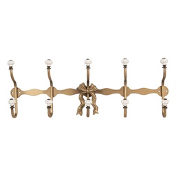 [6Y5956] Wall Coat Rack 5 Hooks Gold Colored White 50x7x17 cm