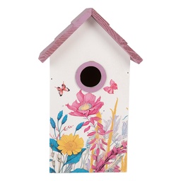 [6H2452] Vogelhaus Weiß Rosa 15x10x22 cm