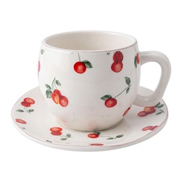 [6CEKS0149] Tasse et soucoupe Blanc Rouge