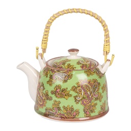 [6CETE0176] Teapot with Infuser Green Red 18x14x12 cm / 800 ml