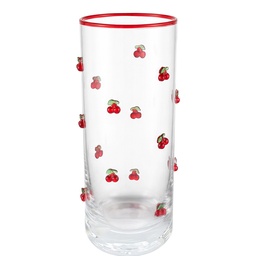 [6GL5519] Wasserglas Transparent Rot Ø 6x15 cm / 350 ml
