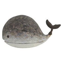 [6H2528] Decorazione Balena Marrone Bianco 26x9x14 cm