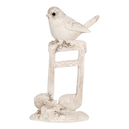 [6PR5927] Decorativa Uccello Beige Bianco 8x4x13 cm