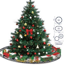 [66798] Decoration Christmas train Green Red 117x56x5 cm