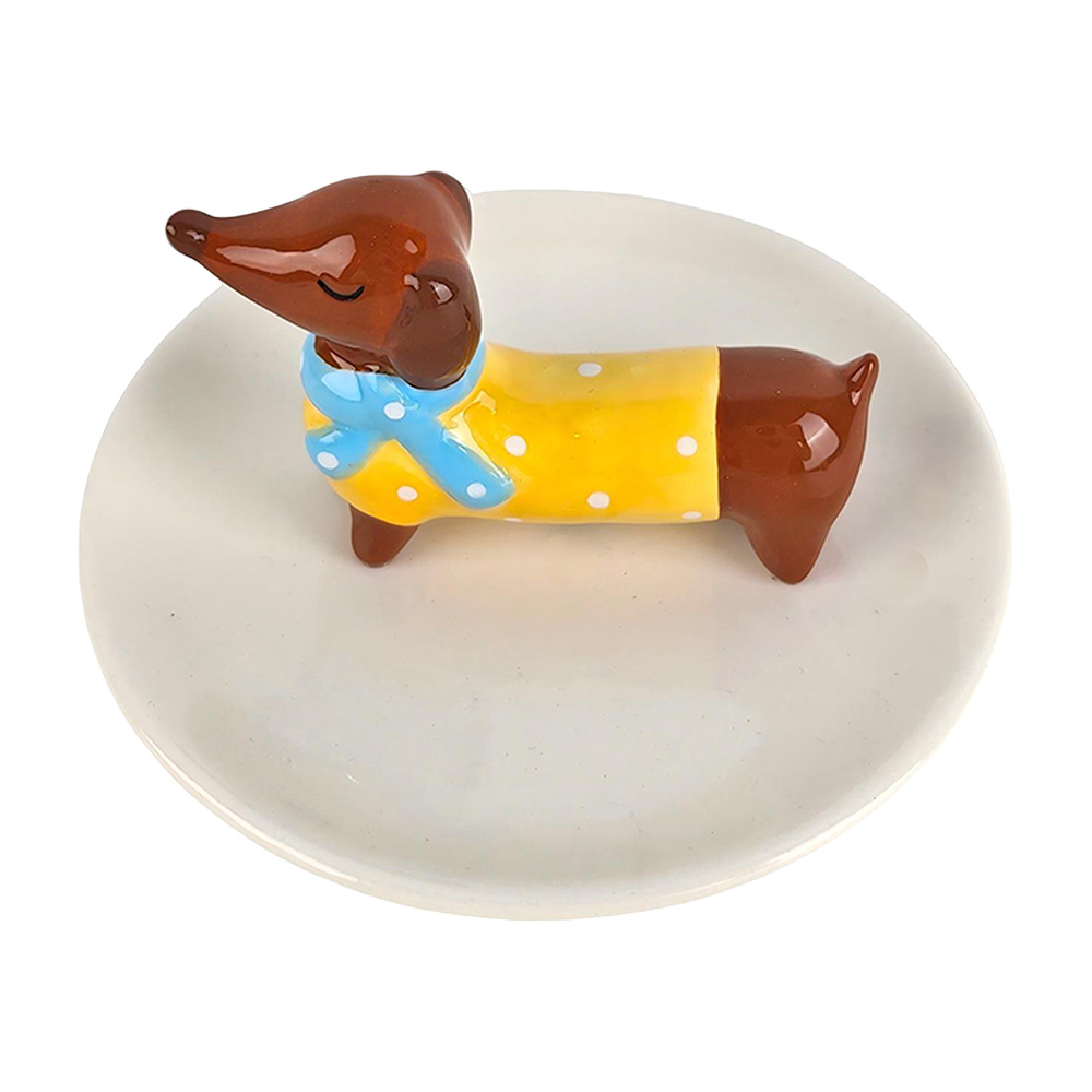 Schmuckschale Hund Weiß Ø 13x7 cm