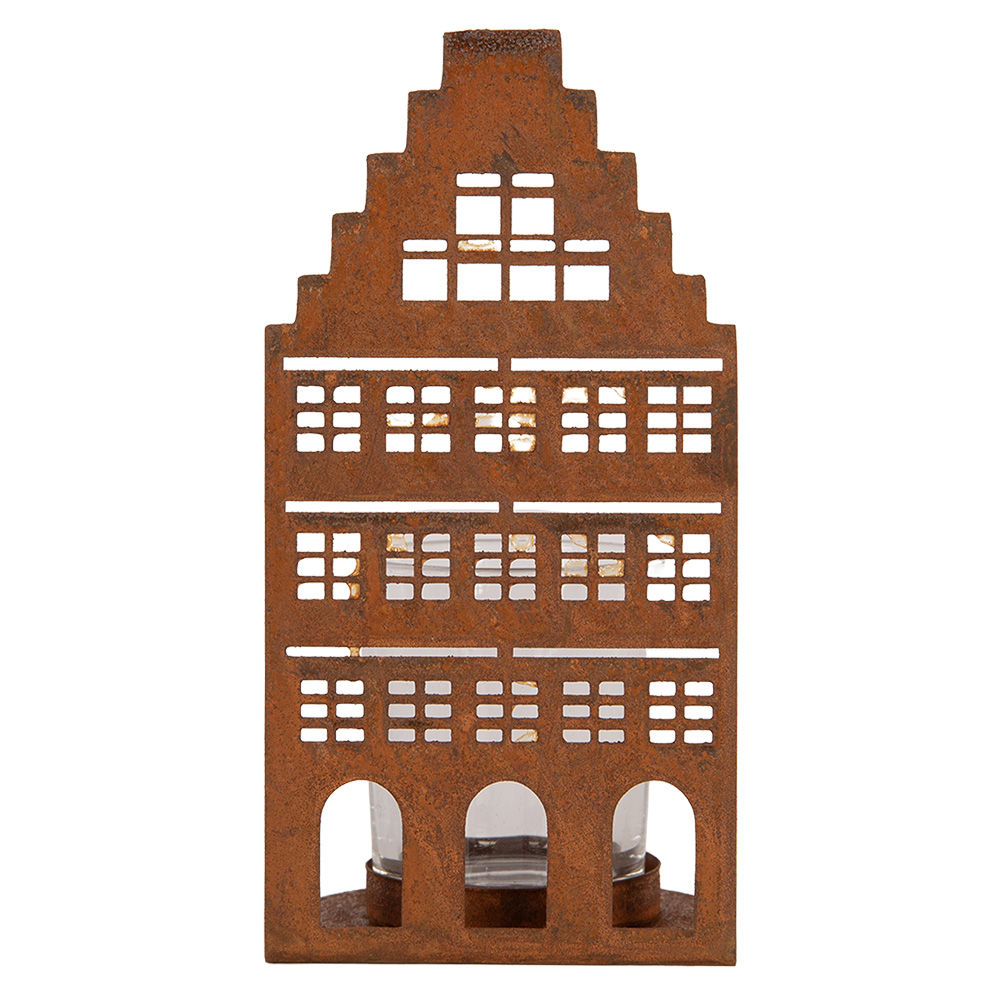 Tealight Holder House Brown 8x8x15 cm