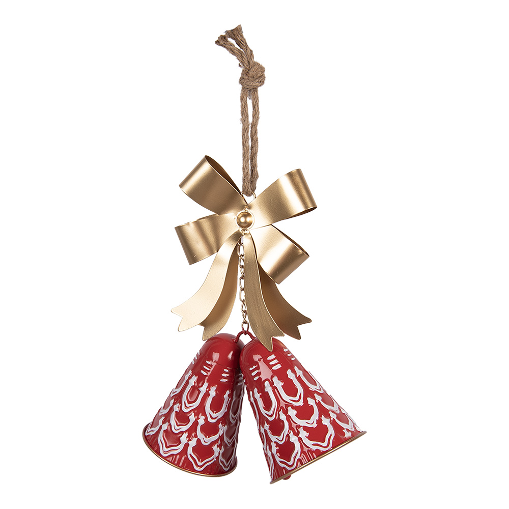 Ciondolo Decorativo Campane Rosso Color oro 26x10x29 cm