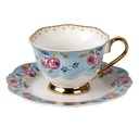 Tasse et soucoupe Bleu, Blanc 12x9x7 cm / Ø 15x2 cm / 160 ml