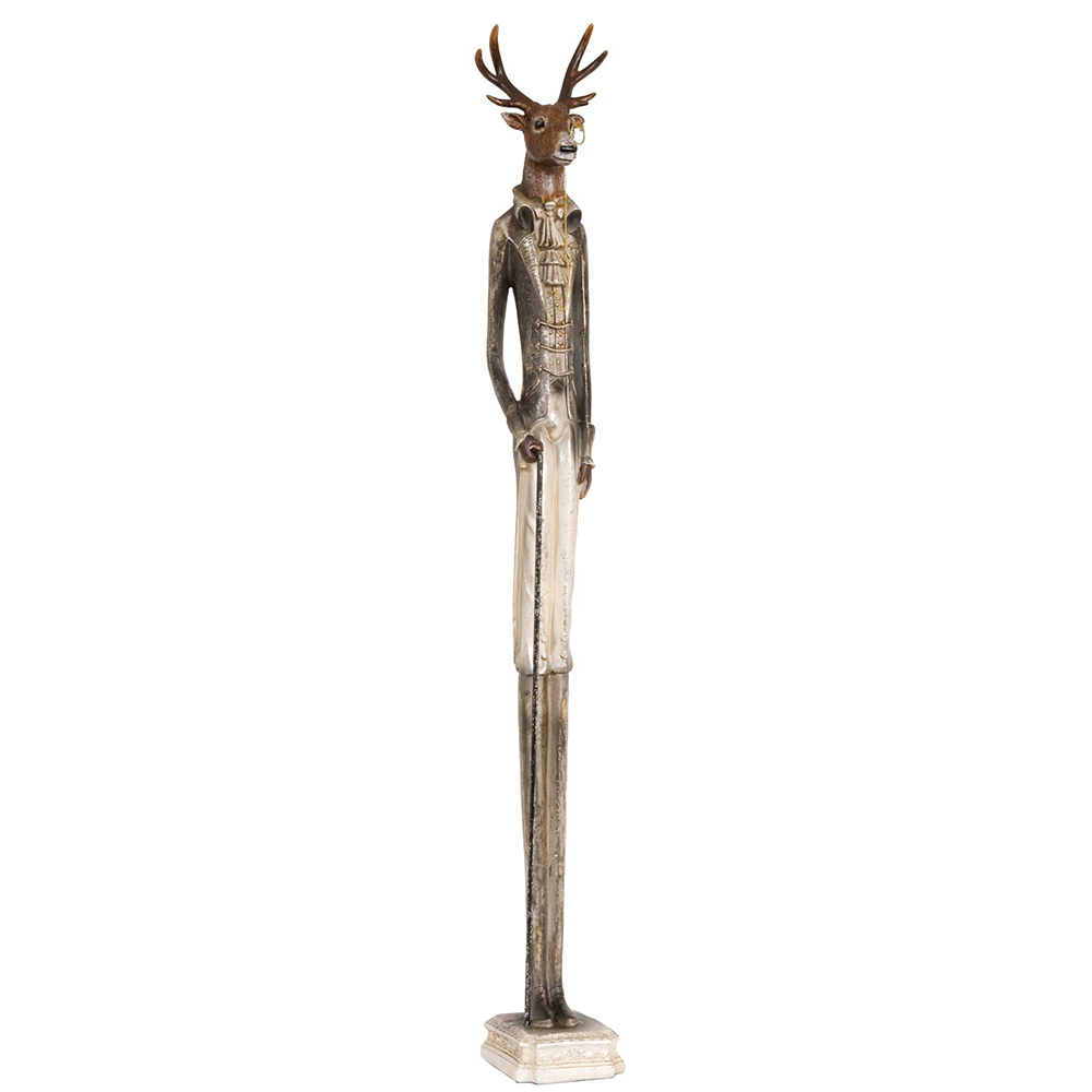 Decoration Statue Deer Grey 12x12x92 cm