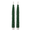 Candle with LED set 2 Green Ø 3x25 cm / 2xAAA