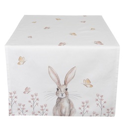 [REB64] Table Runner White, Brown 50x140 cm