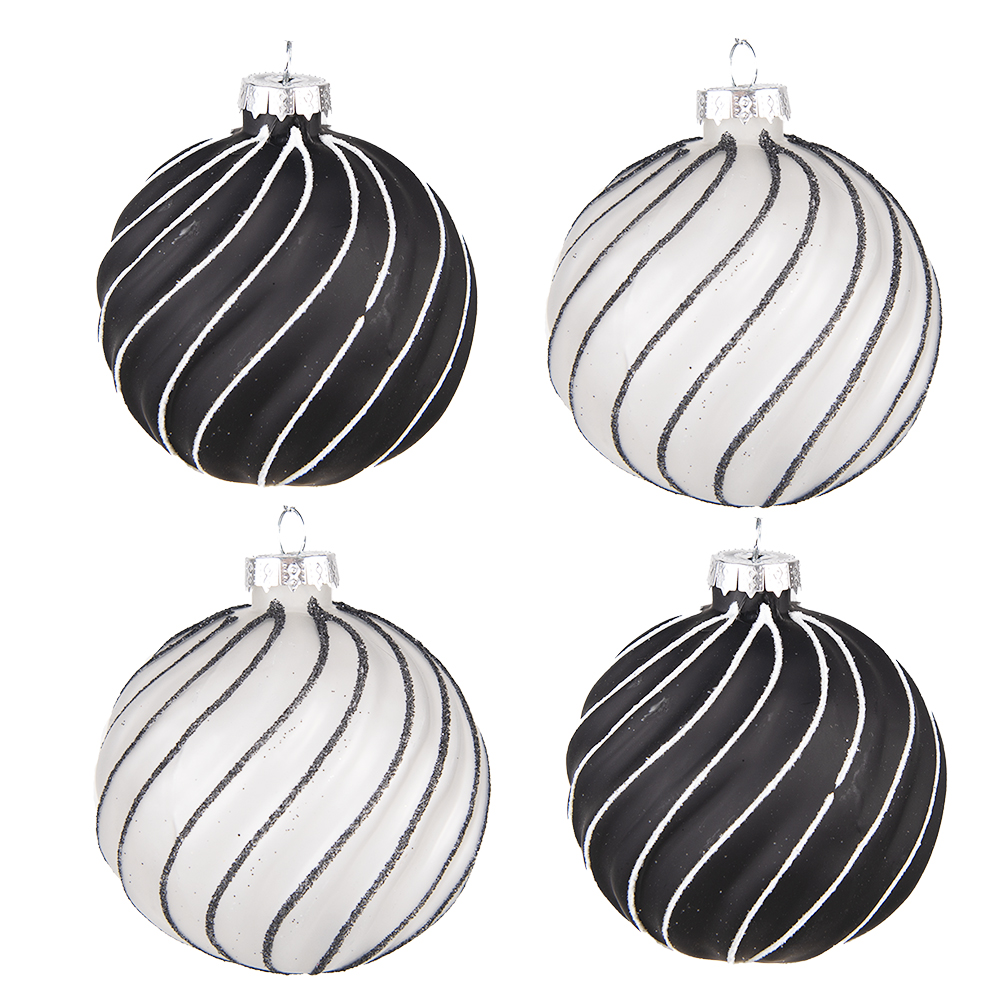 Palla di natale Nero Grigio Ø 8x8 cm (set 4)