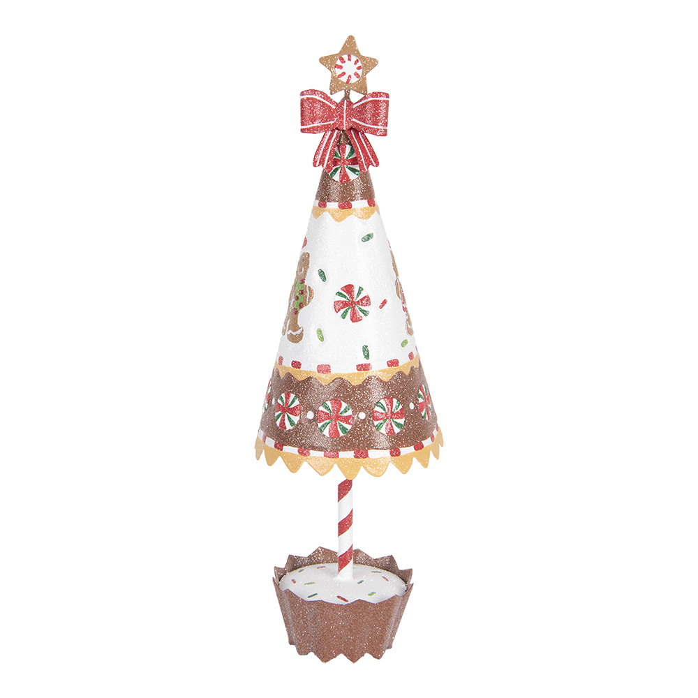 Décoration de Noël Sapin de Noël Marron Blanc Ø 11x37 cm