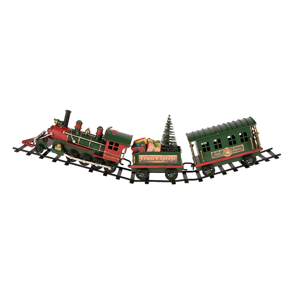 Decoratie trein met kerstdecoratie 42x5x12 cm