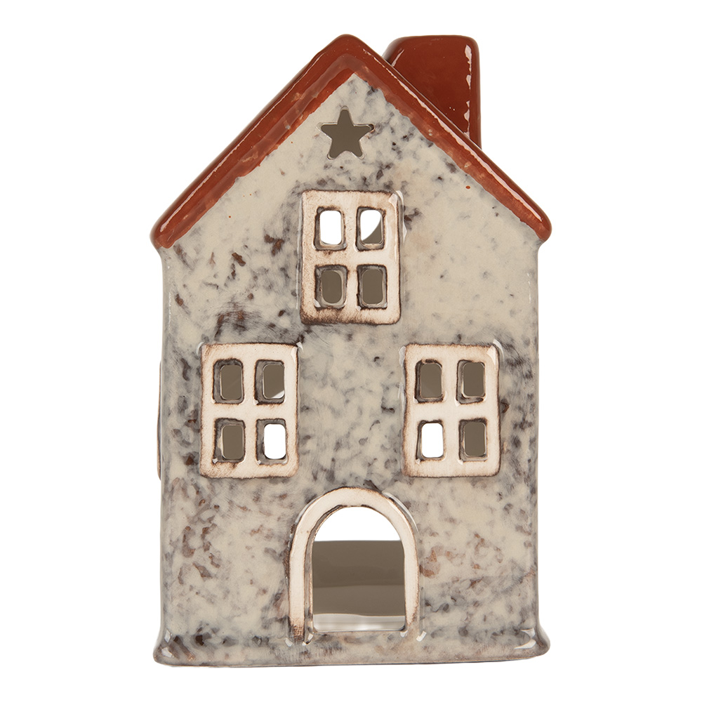 Waxinelichthouder huisje 8x7x13 cm