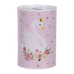 [6BL0165] Money box Pink White Ø 10x15 cm