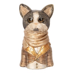 [6PR5073] Statua Decorativa Gatto Marrone Beige 14x12x23 cm