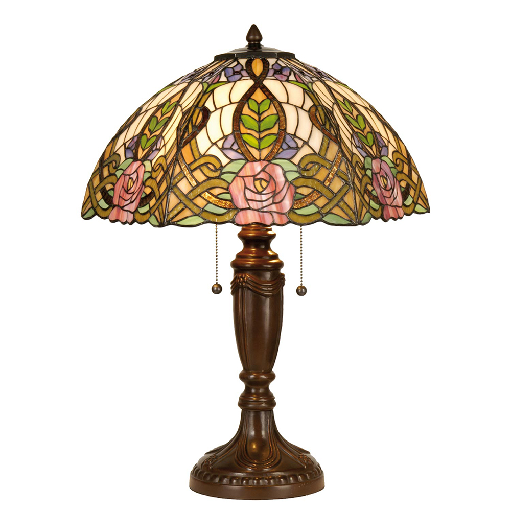 Lampe de table Tiffany Vert, Rose Ø 47x61 cm E27/max 2x60W