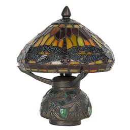 [5LL-9295] Tiffany Tischlampe Rot, Braun Ø 22x21 cm E14/max 1x40W
