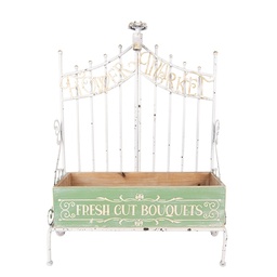 [5Y1410] Porta Vaso Pianta Verde Bianco 42x23x57 cm