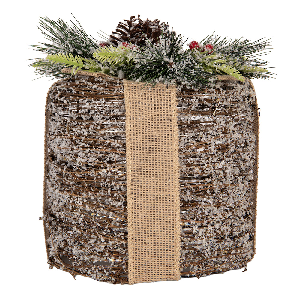 Décoration cadeau avec LED Marron Vert Ø 15x18 cm / 2xAA