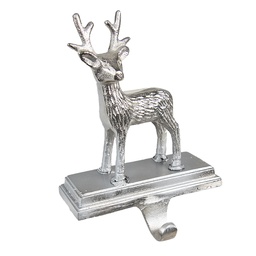 [6AL0071] Hook Christmas Stocking Reindeer Silver 15x9x21 cm
