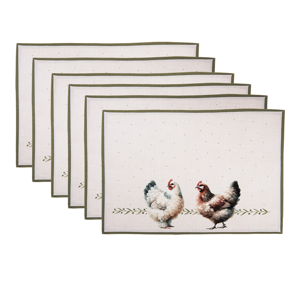 Sets de table set de 6 Beige Marron 48x33 cm